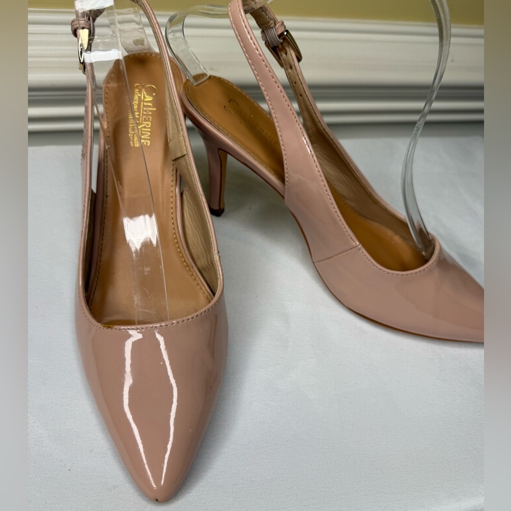 Catherine Malandrino Blush Patent Leather Slingback Pumps Classic Neutrals